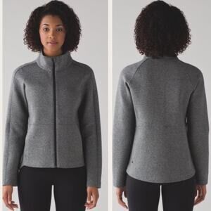 Lululemon Going Places Jacket Heathered Speckled Black Spacer Size 10 Full Zip